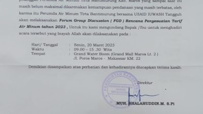 PDAM Maros Berencana Naikkan Tarif Air, Shalahuddin; Beban Operasional Semakin Membengkak