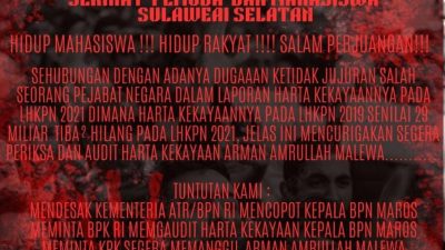 Duga Kepala ATR/BPN Maros Korupsi, SPML; Penjarakan!