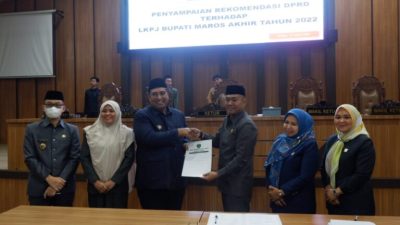 DPRD Maros Serahkan Rekomendasi Hasil Pembahasan LKPJ Bupati Maros