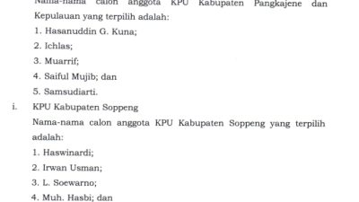 KPU RI Akhirnya Umumkan 5 Calon Komisioner KPUD Maros