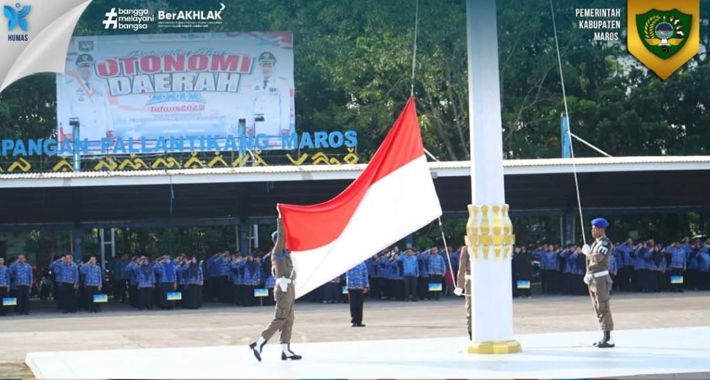 Hari Otonomi Daerah, Bupati Maros Bersama Wakil Bupati Maros Gelar Upacara Di Lapangan Pallantikang