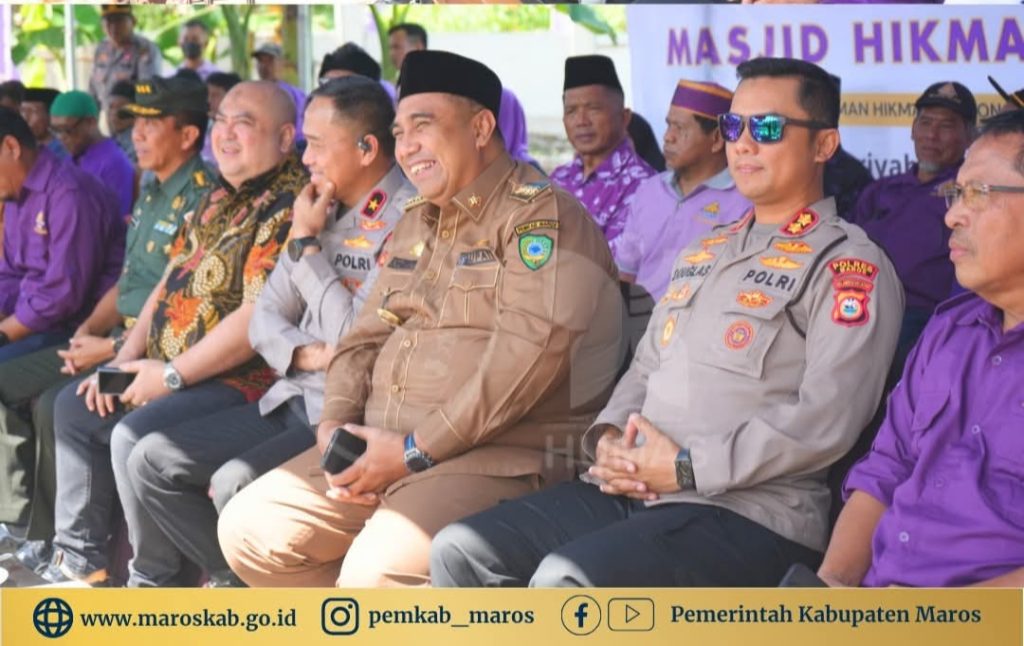 Bupati Maros Bersama Wakapolda Sulsel Hadiri Peletakan Batu Pertama Masjid Hikmah 3 Moncongloe