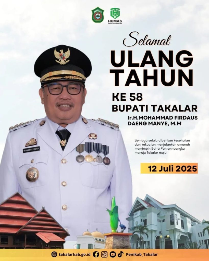 Selamat Hari Ulang Tahun Ke-58: Doa dan Harapan untuk Bupati Takalar Ir. H. Mohammad Firdaus Daeng Manye, MM