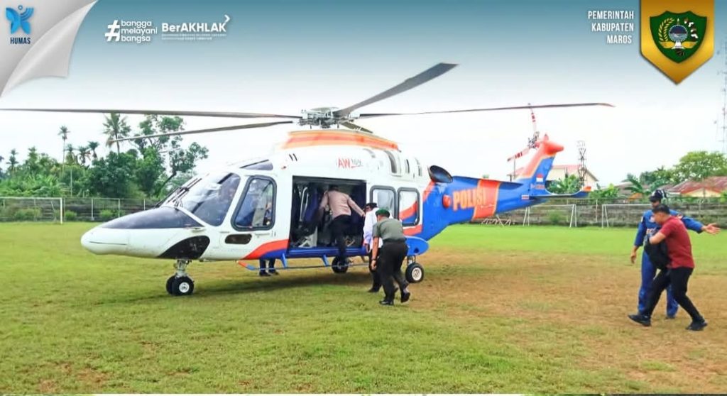 Bupati Maros Melakukan Patroli Udara Bersama TNI-Polri Untuk Pantau Perkembangan Cuaca Ekstrem