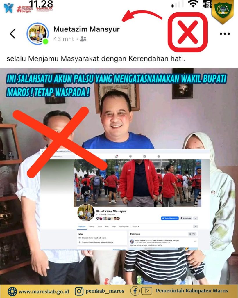 Pemerintah Kabupaten Maros Imbau Masyarakat Waspada Akun Palsu Wakil Bupati Maros