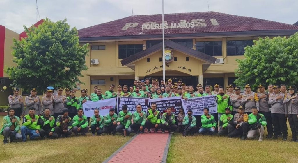 Solidaritas Bergerak, Kemitraan Mengakar: Ratusan Ojol Maros Eratkan Sinergi dengan Polres Maros