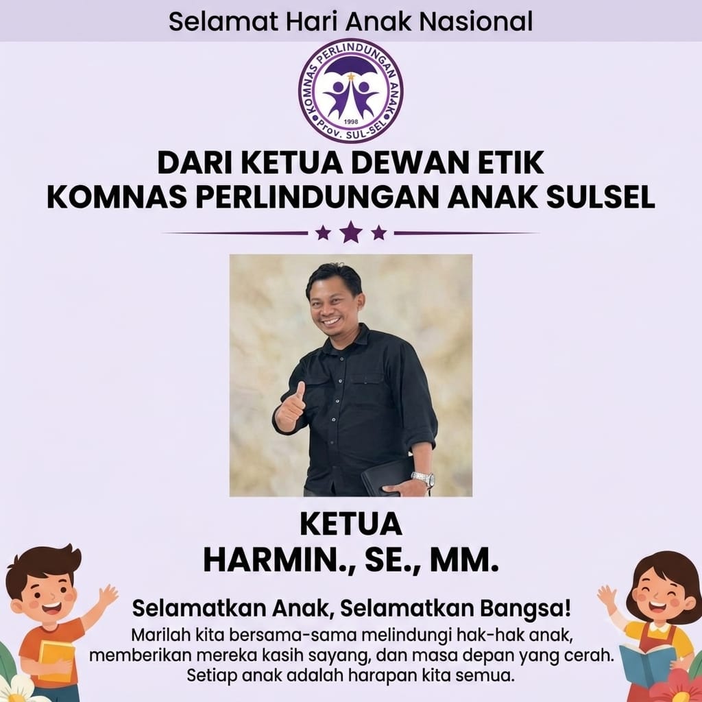 Momentum Hari Anak Nasional 2026, Komnas PA Sulsel Minta Pemerintah Fokus Penanganan Anak Terlantar