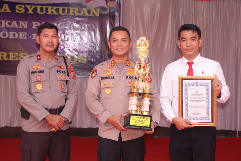 Raih Juara 3 Lomba Kampung Bebas Narkoba Polda Sulsel, Kapolres dan Wakapolres Maros Berikan Apresiasi Tinggi
